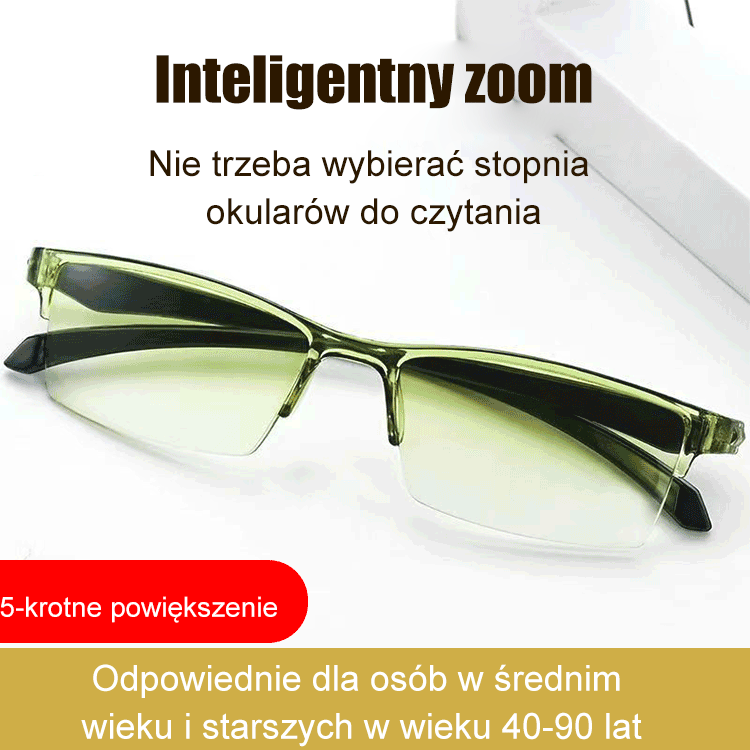 Nowe okulary do czytania w kolorze gradientu z inteligentnym zoomem