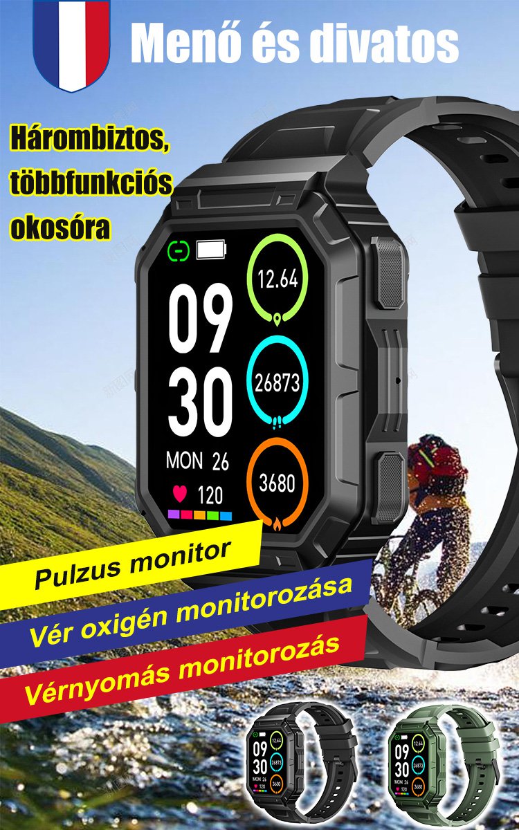 Hárombiztos, többfunkciós okosóra