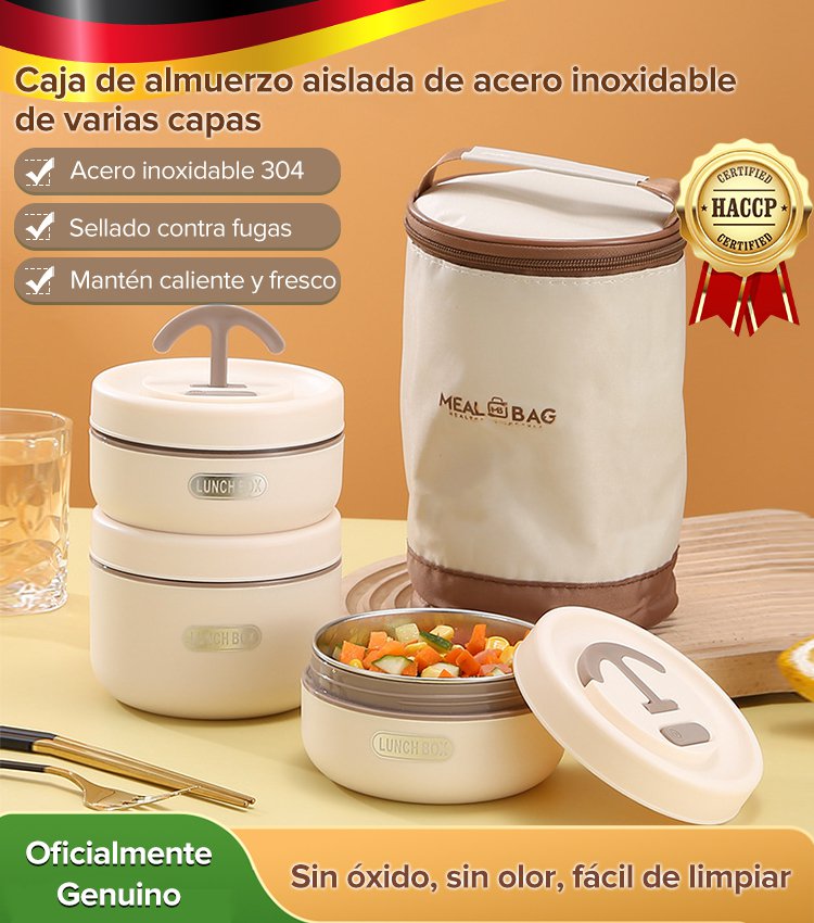 Caja de almuerzo de acero inoxidable aislada de múltiples capas 304