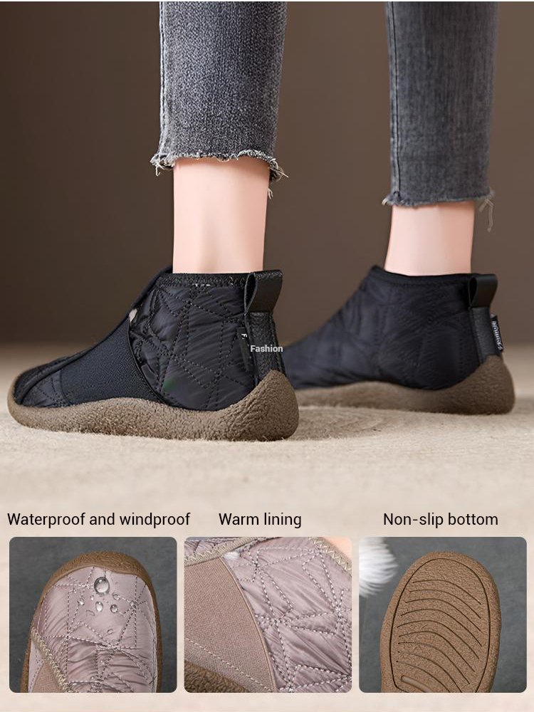 Fleece-lined low-top snow boots