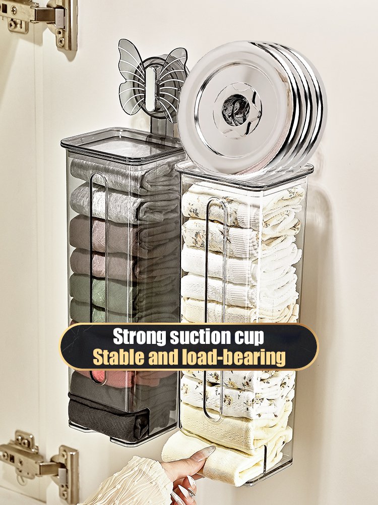 Suction cup wall mounted underwear storage box with lid