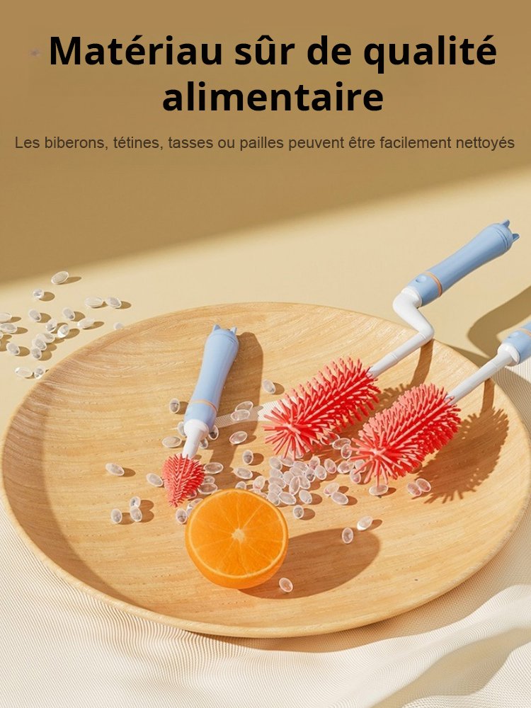 Ensemble de brosse de biberon rotatif spécial pour bébé