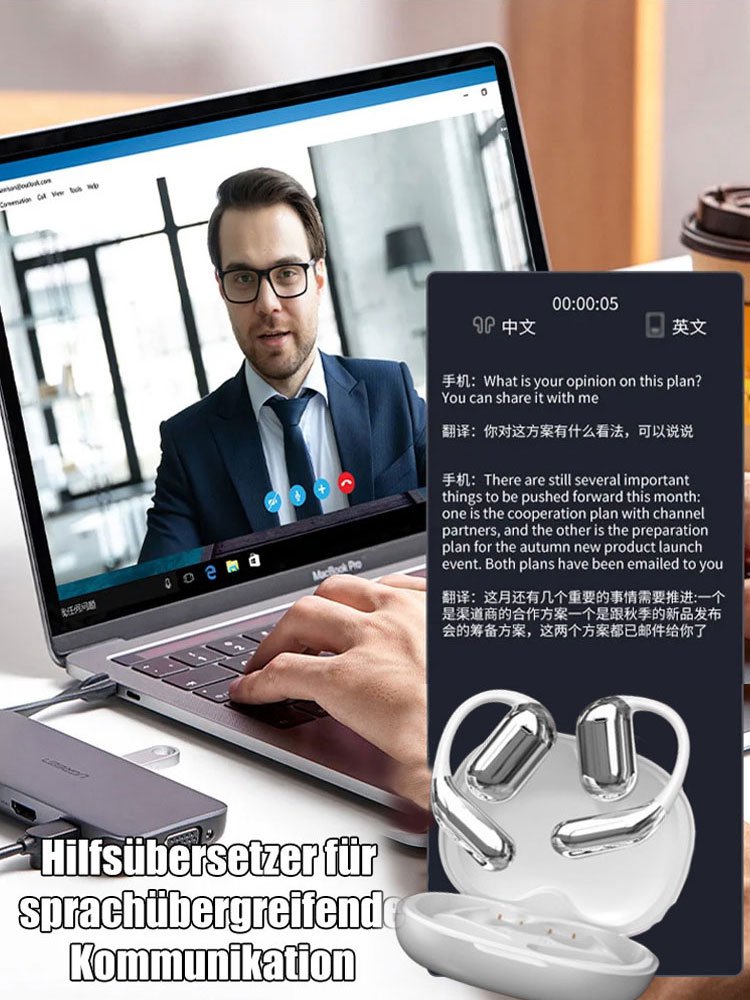 KI-Smart-Touchscreen-Offene Übersetzungs-Bluetooth-Kopfhörer