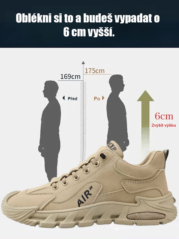 5cm pánské volnočasové boty s hrubou podrážkou