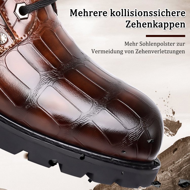 Mittelhohe Vintage-Martin-Stiefel mit Krokodilmuster