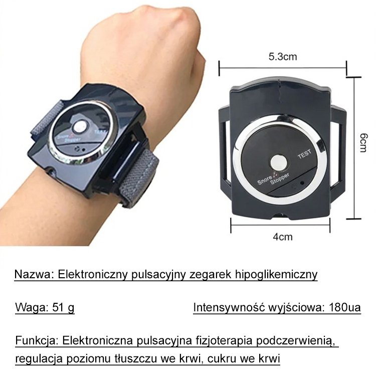 Zegarek z elektronicznym impulsem obniżającym poziom cukru we krwi