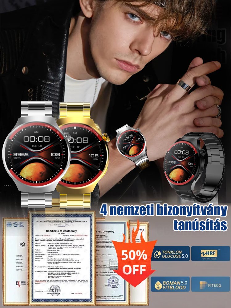 WATCH4PRO Űrkutatás kerek képernyős okosóra