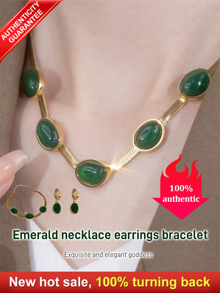 Emerald necklace earrings bracelet