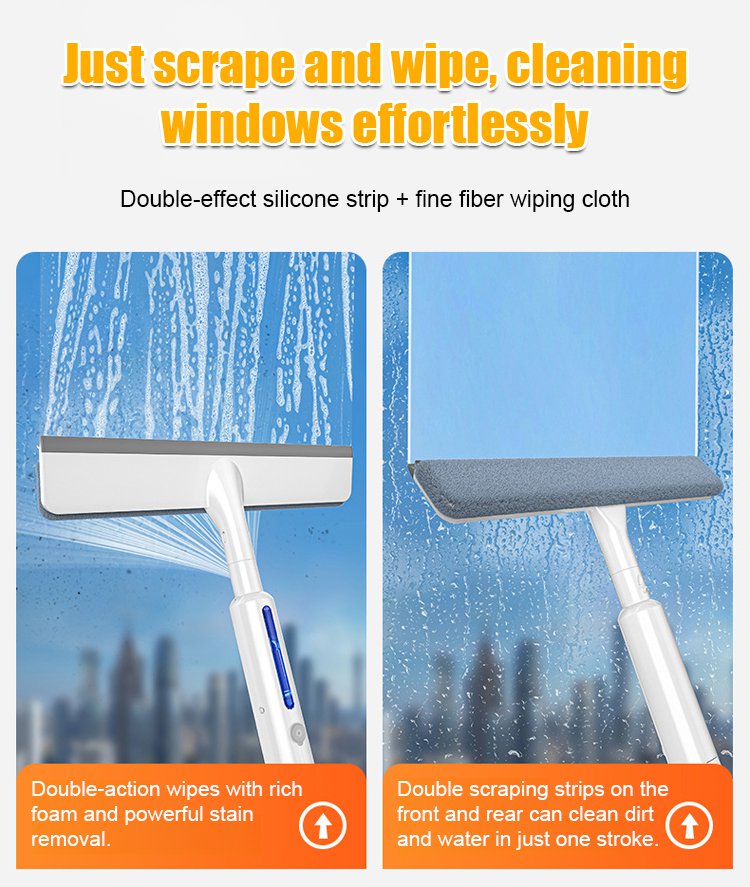 Streak-free window cleaning with water spray tool