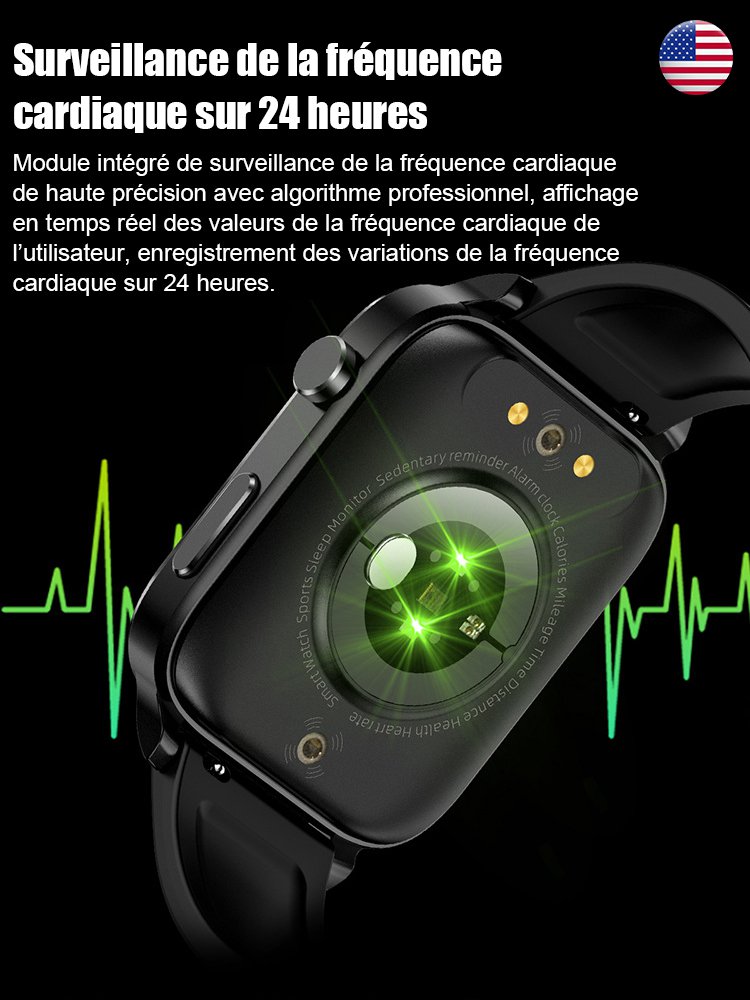Détection de la glycémie et de l'oxygène dans le sang montre intelligente