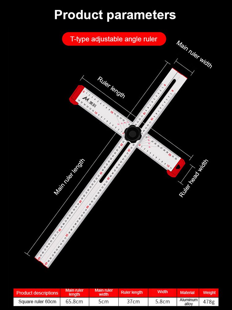 Multi-function combination angle square T-square
