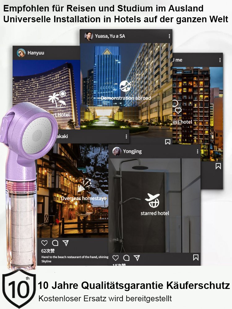 【Reiseschminktasche als Geschenk】 Tragbares Hochdruck-Wasserfilter-Duschkopf-Set