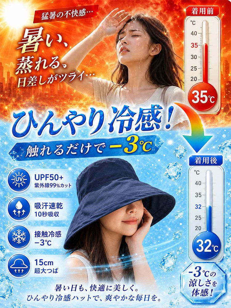 UV対策バケットハット