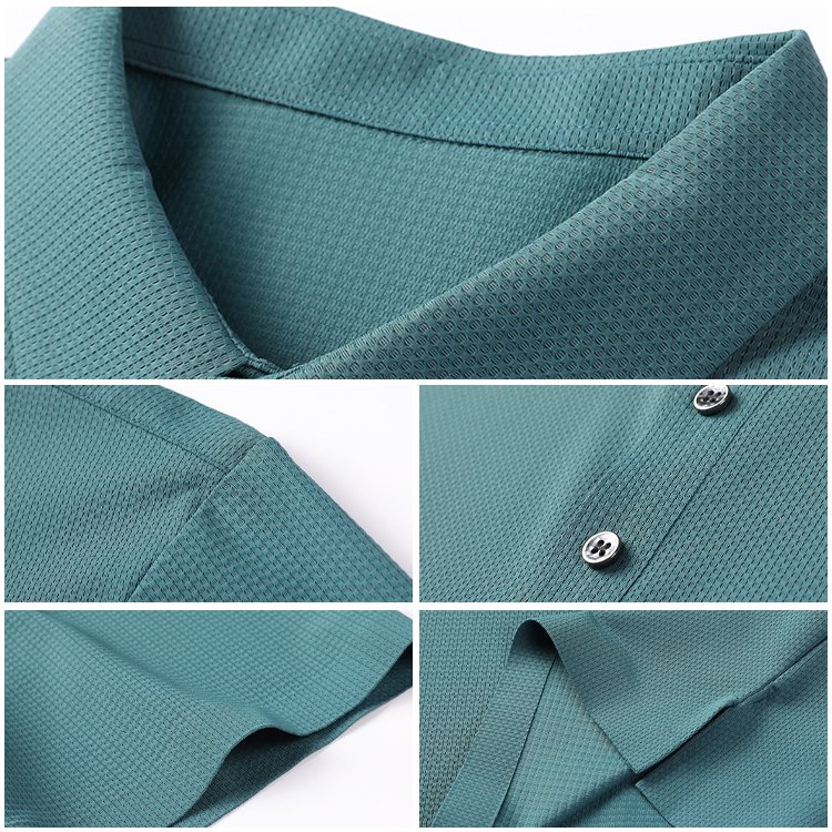 【涼感ワッフル】メンズ半袖ポロシャツ 薄手 ストレッチ 涼感　ドレープ性 通気速乾　襟付きメンズTシャツ シワ防止　ノンアイロン