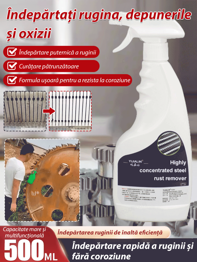 【Îndepărtare rapidă a ruginei】Agent puternic de îndepărtare a ruginei de pe oțel