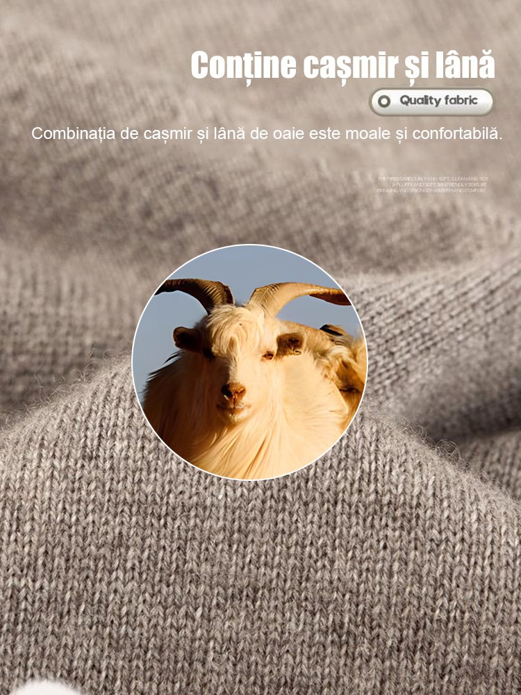 Pulover casual din tricot jacquard cu guler înalt