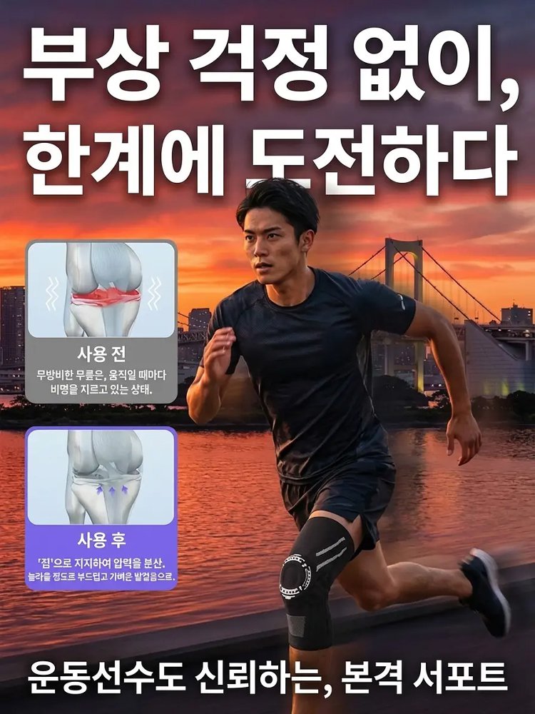 무릎 피로와 통증 완화 회복용 편안한 무릎 밴드
