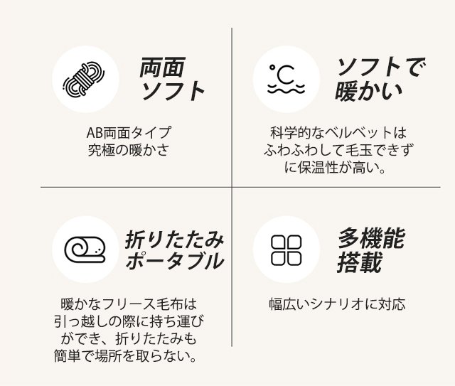 柔らかい素材感を示すフリース毛布の拡大写真