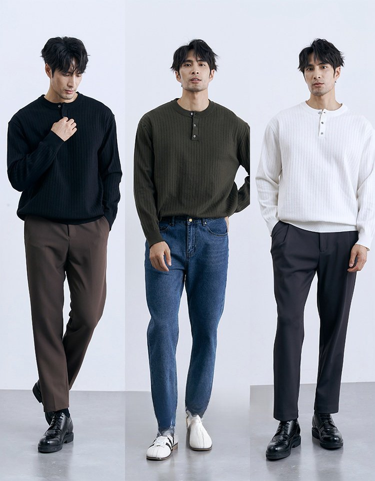 면 캐시미어 와플 헨리넥 스웨터