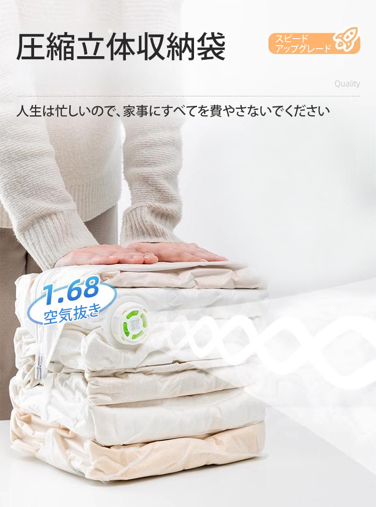 省スペースを実現する立体圧縮収納袋