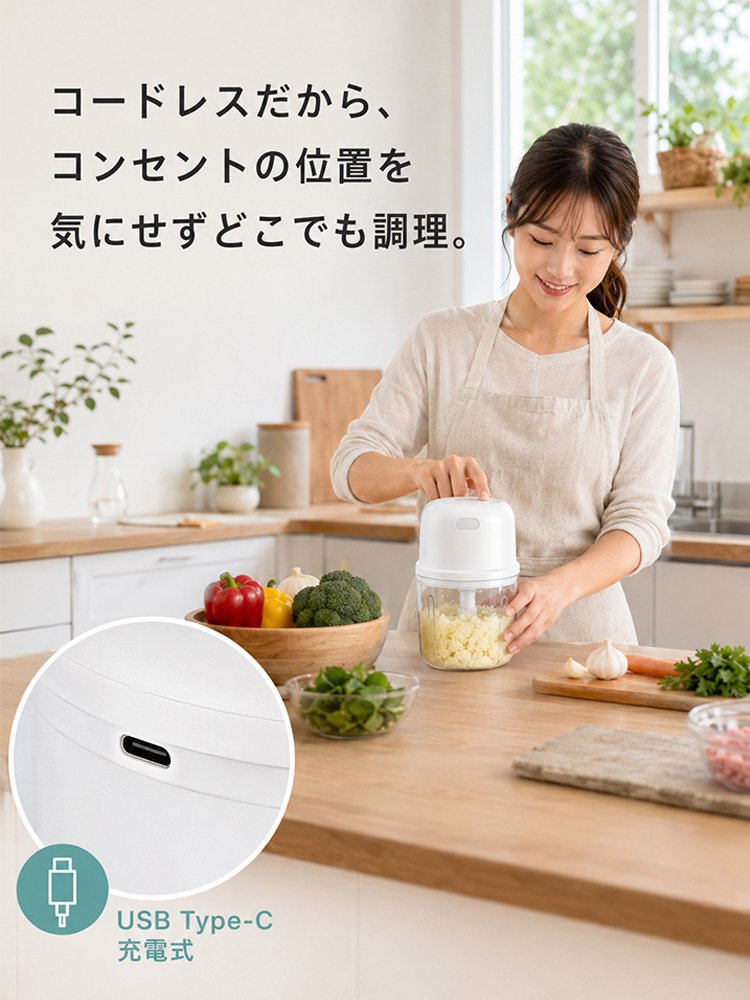 コンパクト多機能コードレスミキサー