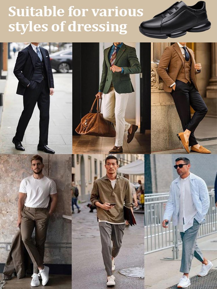 Air-cushioned height-increasing genuine leather casual shoes