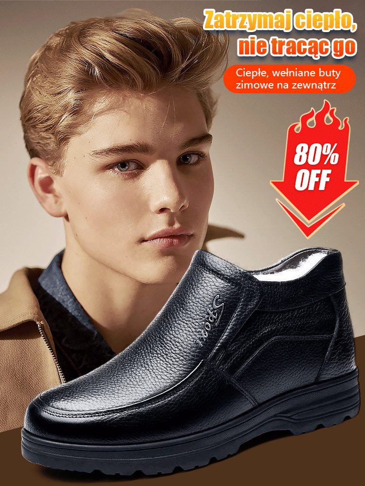 Męskie bawełniane buty z prawdziwej skóry wełnianej