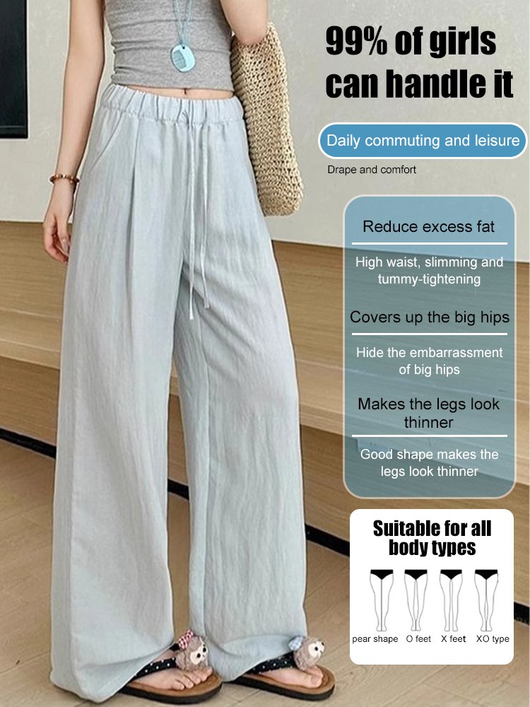[Light and breathable] Tencel linen thin wide-leg pants