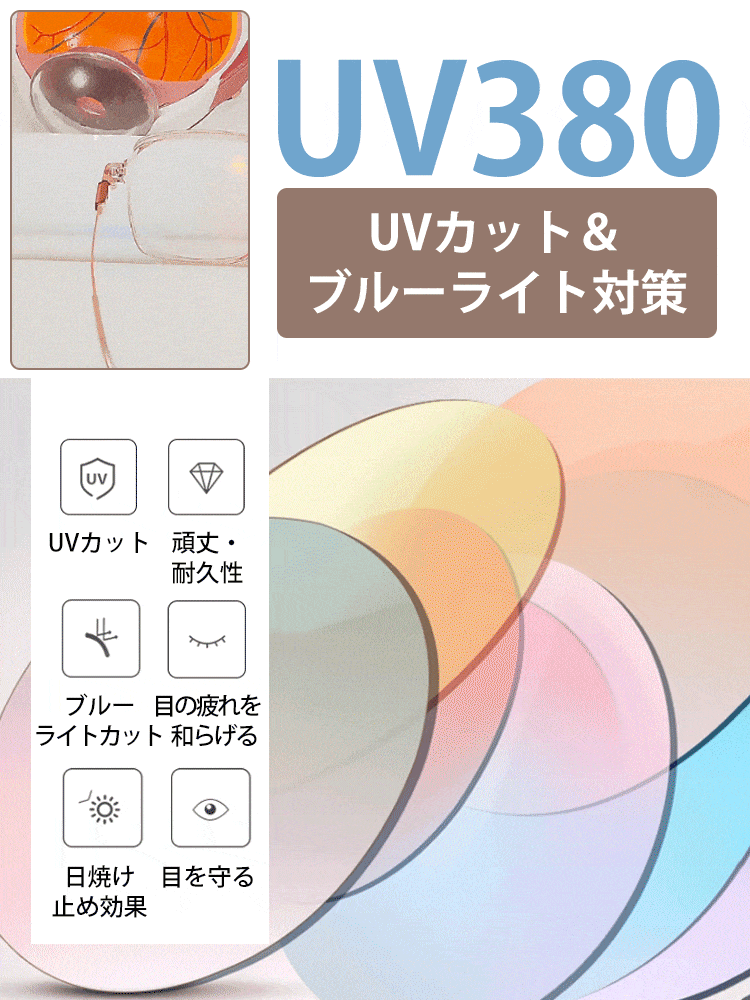 近視用UVカット変色メガネ