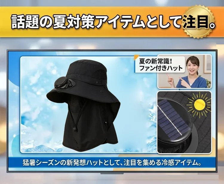 ネックカバー付きソーラーファン搭載UVカットサンハット - detail 3