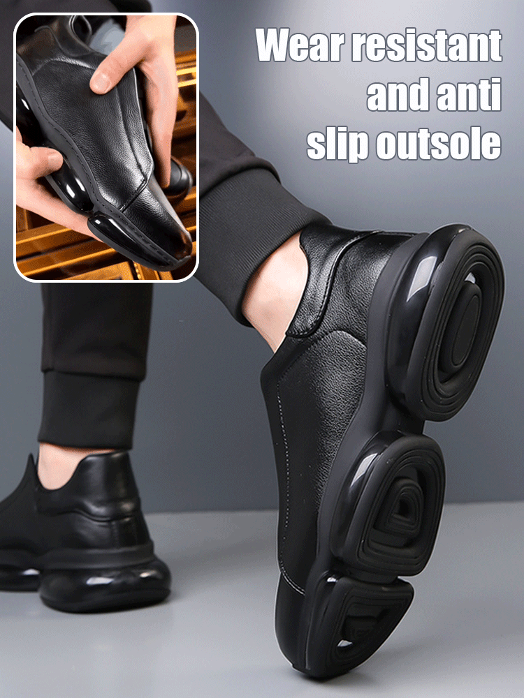 Air-cushioned height-increasing genuine leather casual shoes