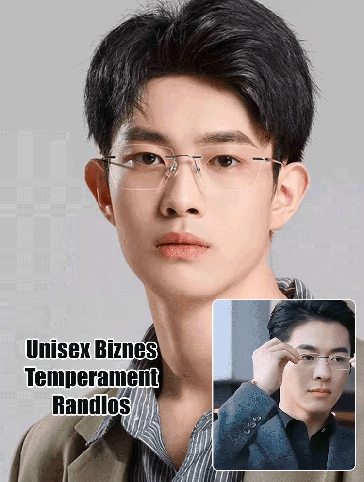 Ochelari pentru presbiopie cu zoom fără jante care schimbă culoarea 【Model pentru bărbați și femei】