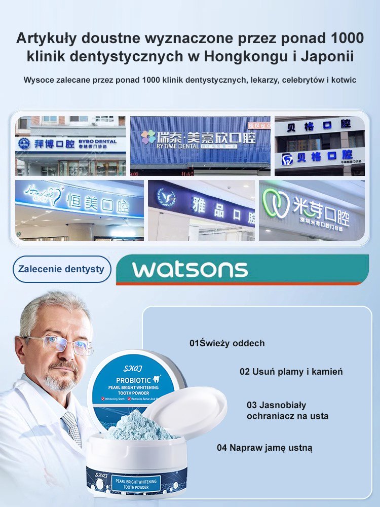 Perłowy wybielający proszek do zębów z probiotykami