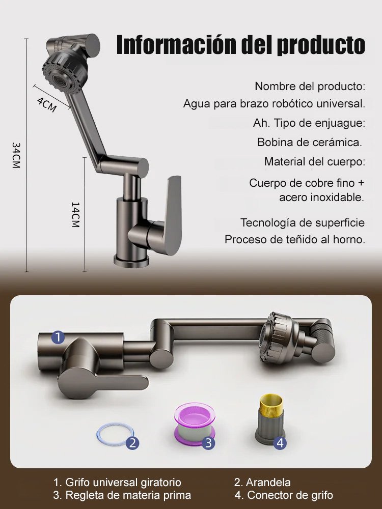 Grifo mecánico con boquilla giratoria de 1080°