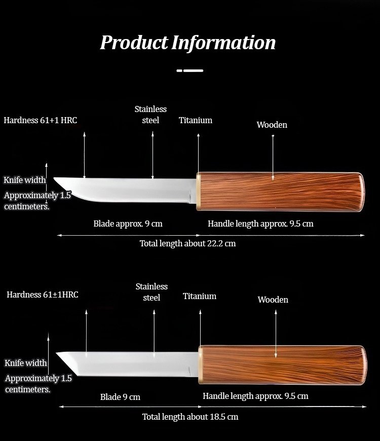 Dragon Phoenix Double Edged Kitchen Knife