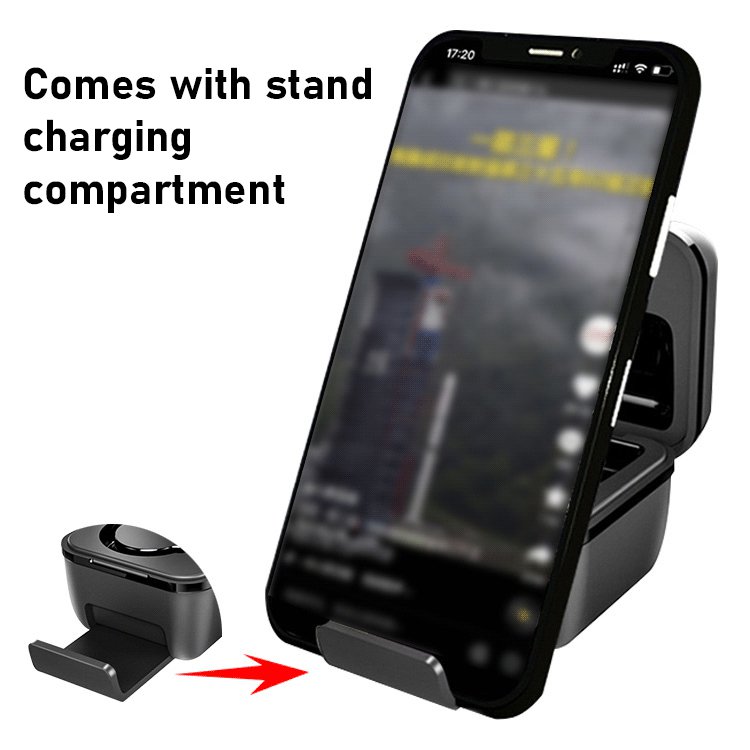 Self-contained stand charging compartment finger ring bluetooth cell phone remote control