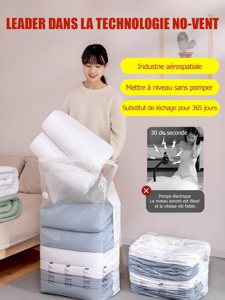 Sac de rangement tridimensionnel à compression de trois secondes sans pompe