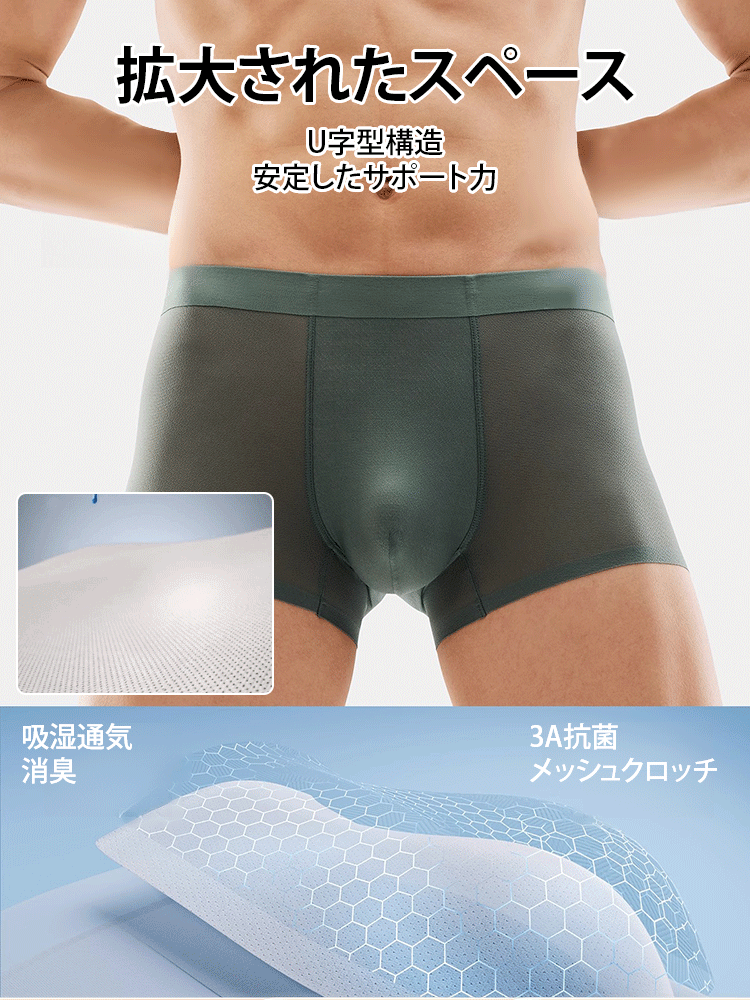 【携帯用ミニエアコン】男性用アイスシルクパンツ