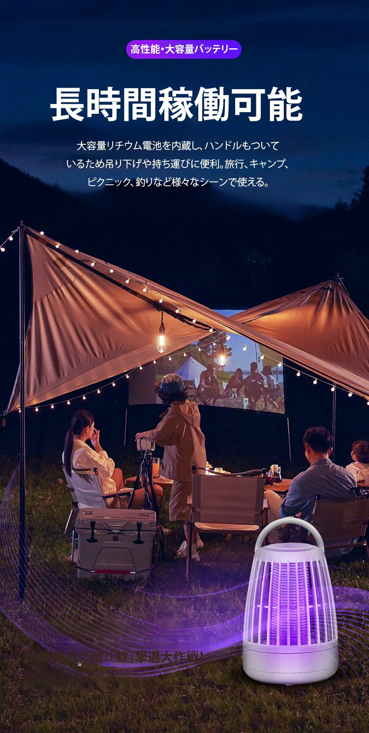 USB充電可能な蚊取りランプの充電ポート