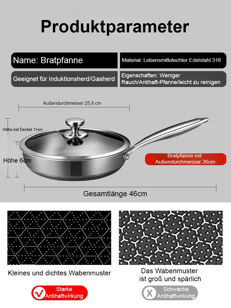 【Langlebig】 Bratpfanne aus Edelstahl