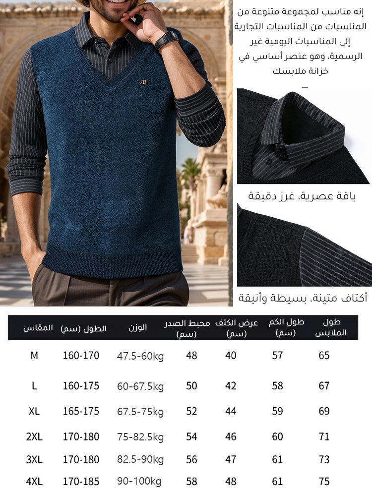 【مبطن وسميك】تيشيرت رجالي بطبقتين من الشينيل