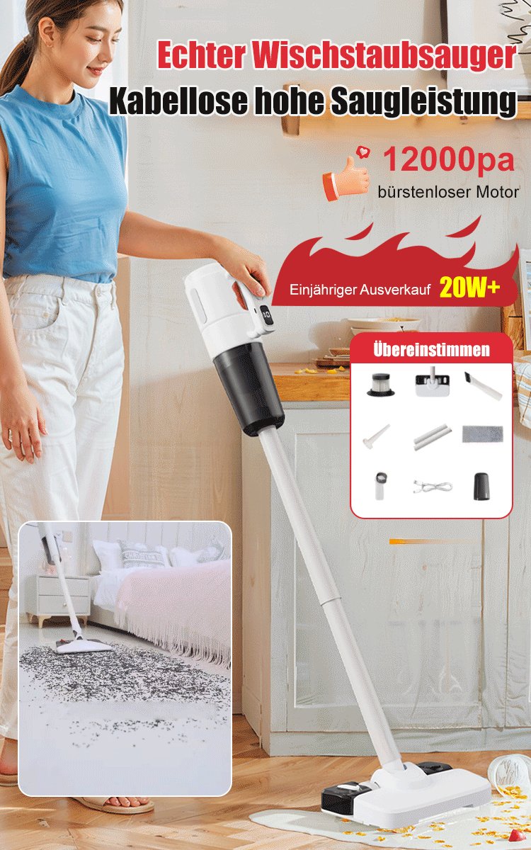 【Upgrade Große Saugkraft】Nass-Trocken-Saugen und Wischen 5-in-1 Staubsauger