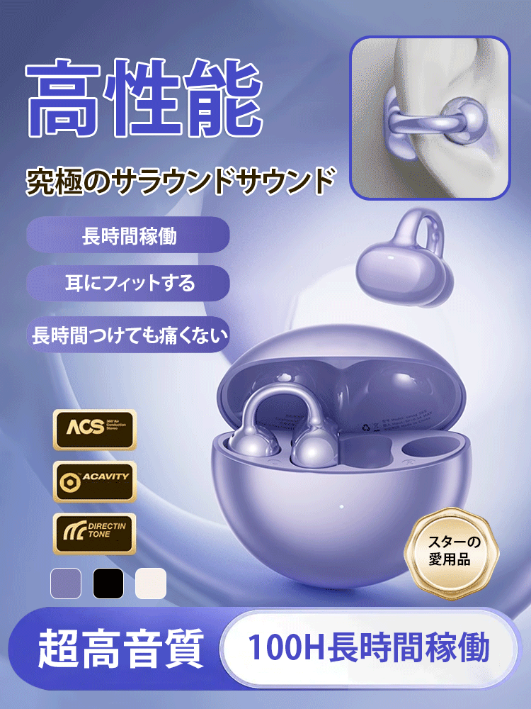 クリップ式骨伝導Bluetoothイヤホン