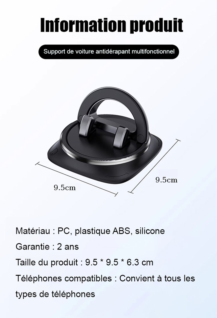 Support de voiture rotatif à 360 degrés et anti-balancement