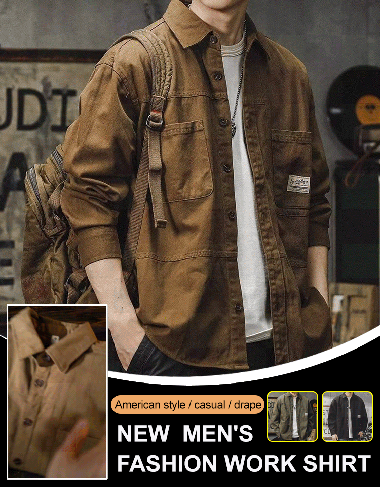 Japanese-style high-end casual cool workwear shirt