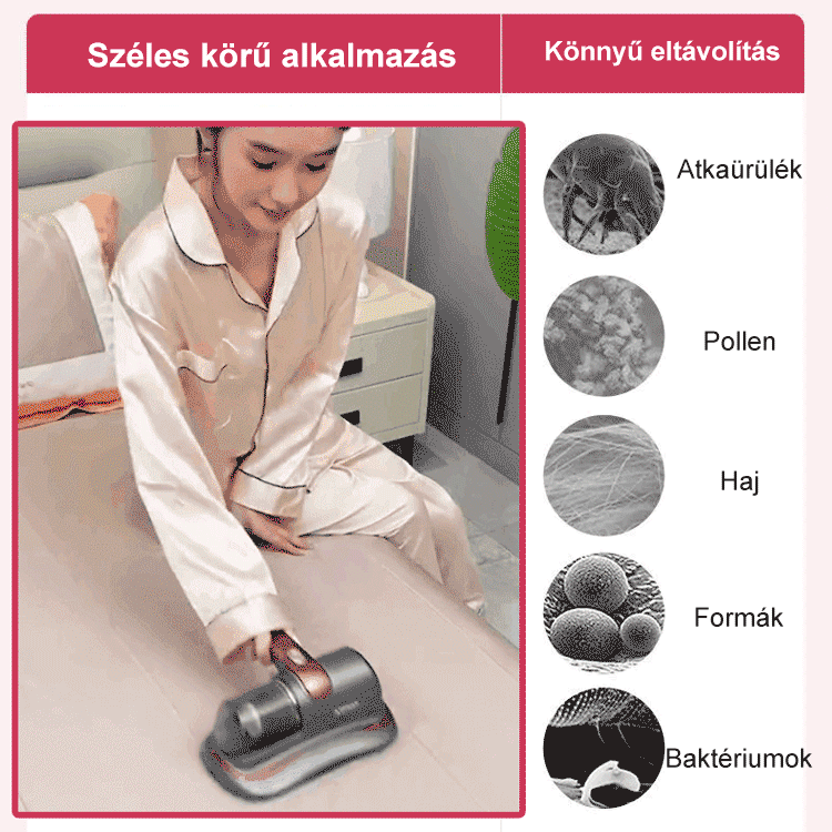 【Mély atka tisztítás】Ultraibolya sterilizálás vezeték nélküli atka eltávolító