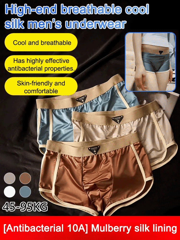 【10A Antibacterial】 Mulberry Silk Men's Underwear