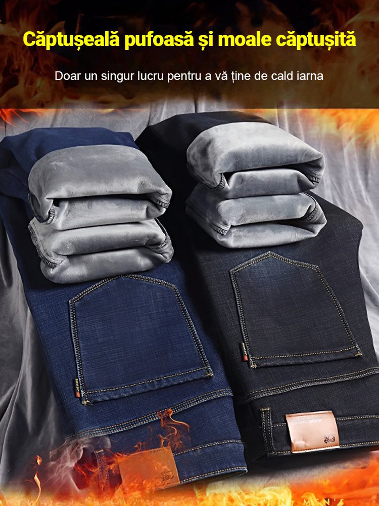Pantaloni de blugi din velur elastic și termoizolant