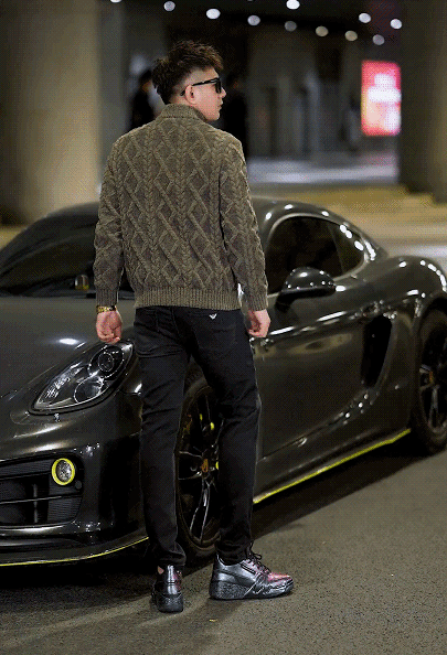 سترة محبوكة سميكة بسحاب مع ياقة واقفة للرجال