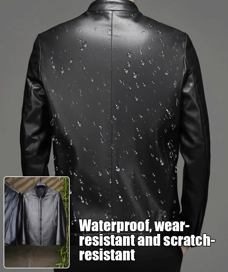 Men's sheepskin stand collar leather jacket